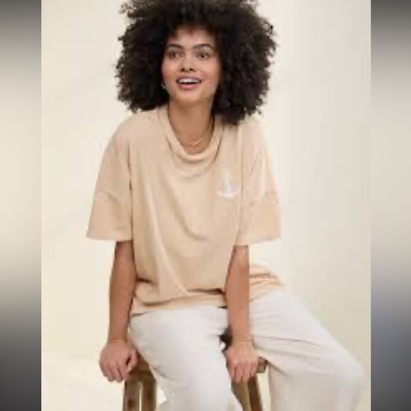 aerie Tops - Aerie oversized cotton embroidered anchor tee